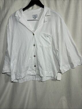 Women White Relaxed Camp-Collar Button-Down Shirt